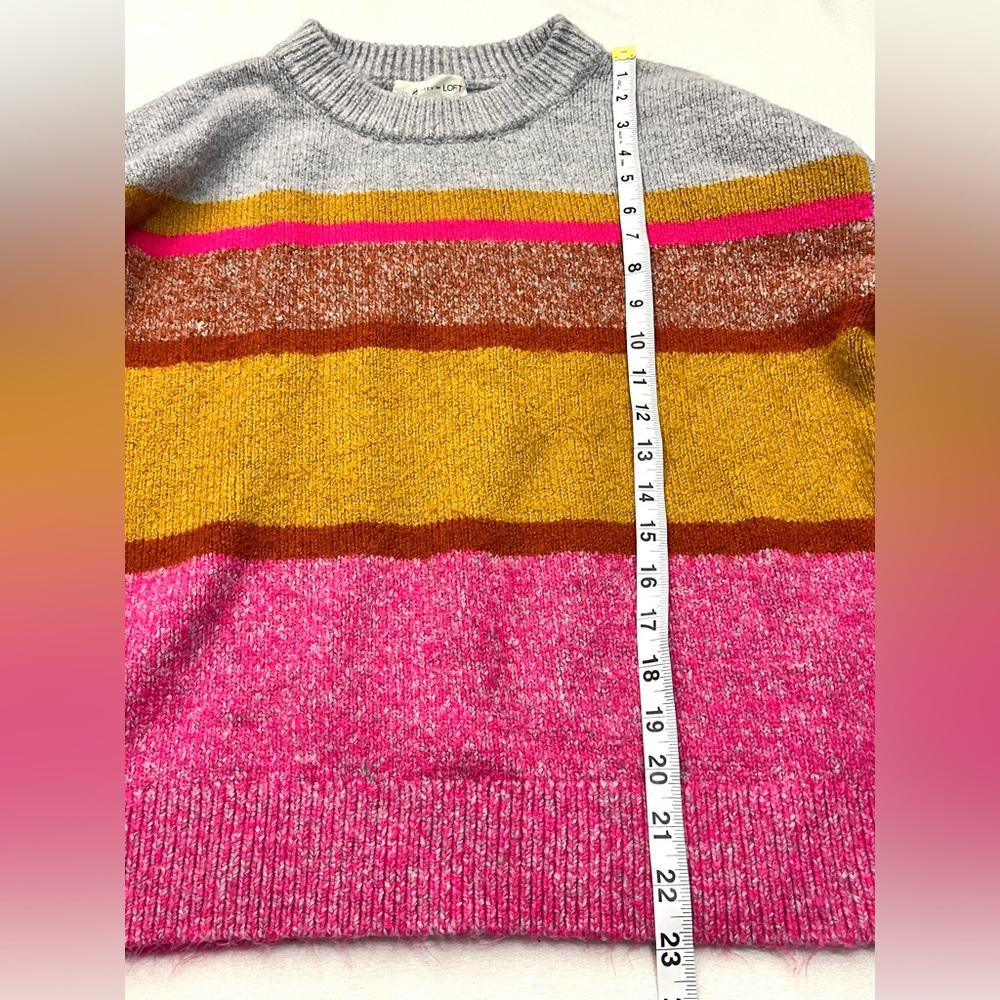 Lou & Grey for LOFT Multicolor Striped Crew Neck Colorful Women’s Sweater - Picture 4 of 16